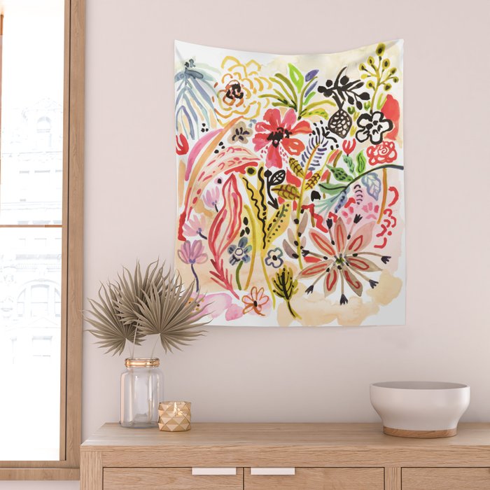 Karen Fields Flower Abstract Illustration Wall Tapestry Gallery Image 2