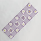 Flower Lavender Gingham Checker in Purple Yoga Mat Gallery Image 1