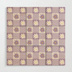 Flower Lavender Gingham Checker in Purple Wood Wall Art Gallery Image 1