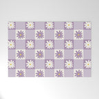 Flower Lavender Gingham Checker in Purple Welcome Mat Gallery Image 1