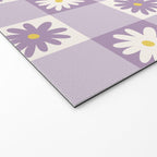 Flower Lavender Gingham Checker in Purple Welcome Mat Gallery Image 2