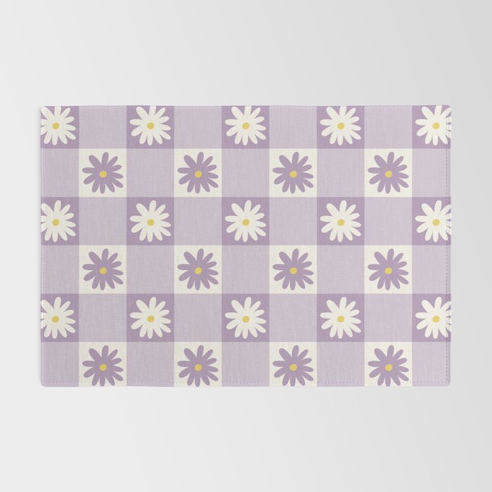 Flower Lavender Gingham Checker in Purple Rug Gallery Image 2