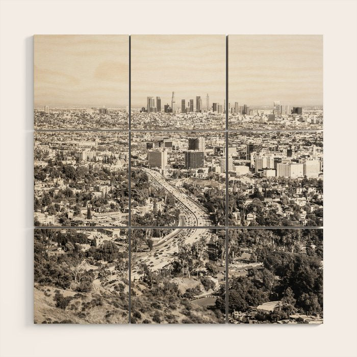 Los Angeles Grey Wood Wall Art Gallery Image 1