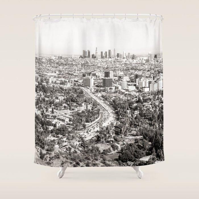 Los Angeles Grey Shower Curtain Gallery Image 1