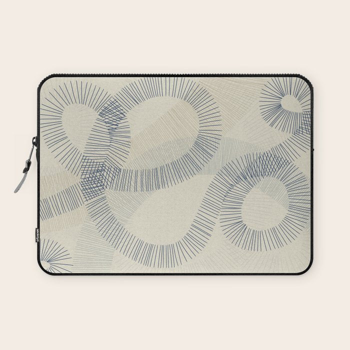 calming essentials Curved Lines denim blue Laptop Sleeve Gallery Image 1