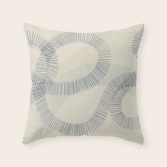 calming essentials Curved Lines denim blue Throw Pillow Gallery Image 1