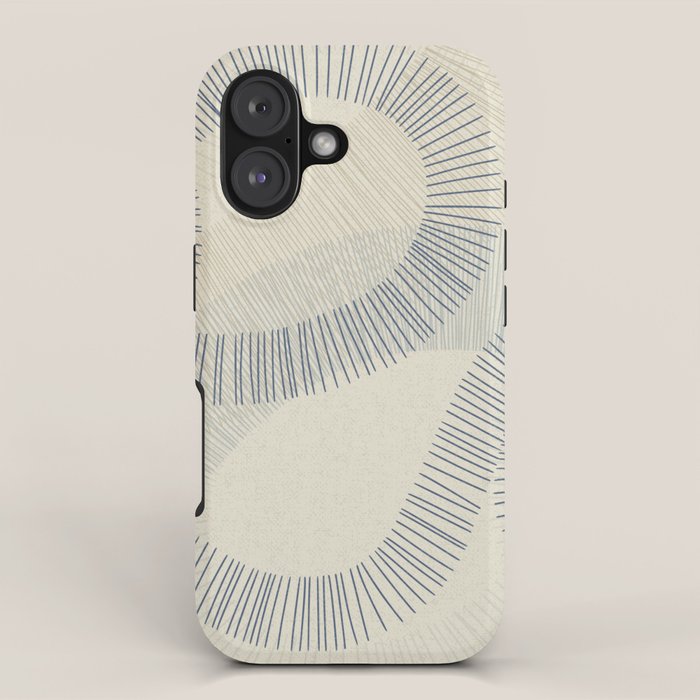 calming essentials Curved Lines denim blue iPhone Case Gallery Image 1