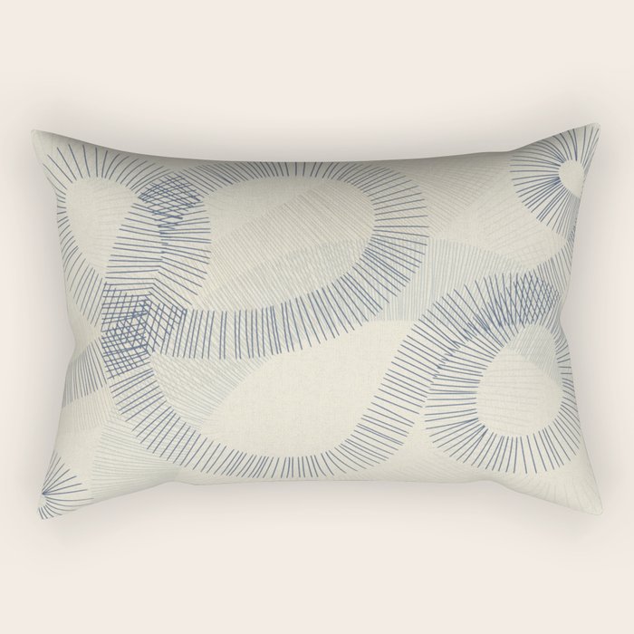 calming essentials Curved Lines denim blue Rectangular Pillow Gallery Image 2
