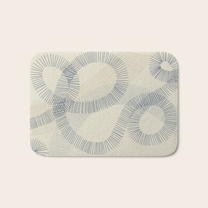 calming essentials Curved Lines denim blue Bath Mat Gallery Image 1