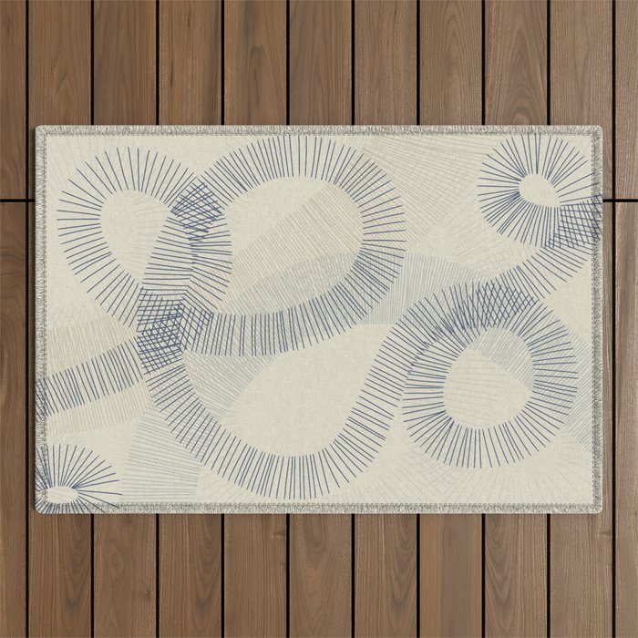 calming essentials Curved Lines denim blue Outdoor Rug Gallery Image 1