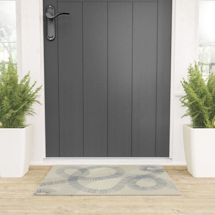 calming essentials Curved Lines denim blue Welcome Mat Gallery Image 3