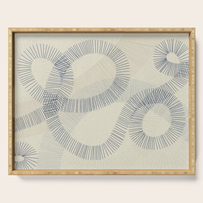 calming essentials Curved Lines denim blue Serving Tray Gallery Image 1