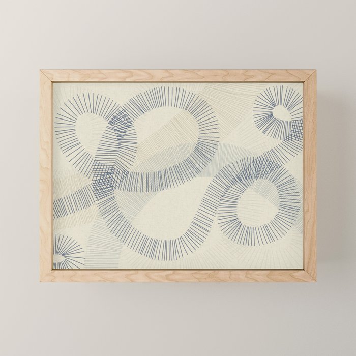 calming essentials Curved Lines denim blue Mini Art Print Gallery Image 1