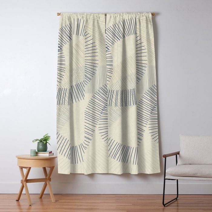 calming essentials Curved Lines denim blue Window Curtain Gallery Image 5