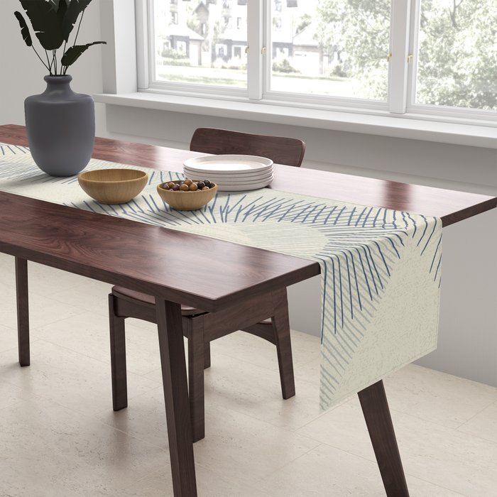 calming essentials Curved Lines denim blue Table Runner Gallery Image 2