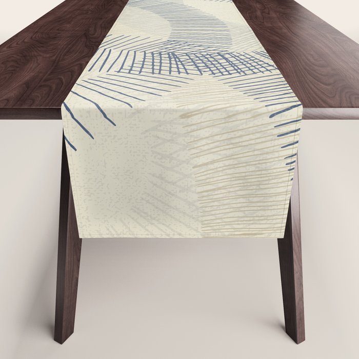 calming essentials Curved Lines denim blue Table Runner Gallery Image 1