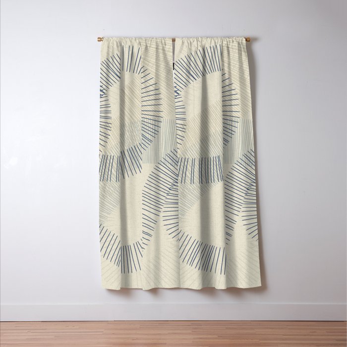 calming essentials Curved Lines denim blue Window Curtain Gallery Image 3