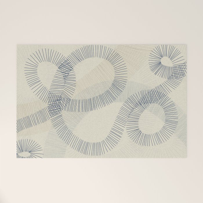 calming essentials Curved Lines denim blue Welcome Mat Gallery Image 1