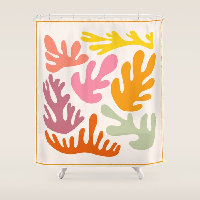 Candy Coral Matisse  Shower Curtain Gallery Image 1