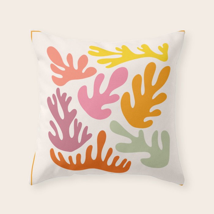 Candy Coral Matisse  Throw Pillow Gallery Image 1