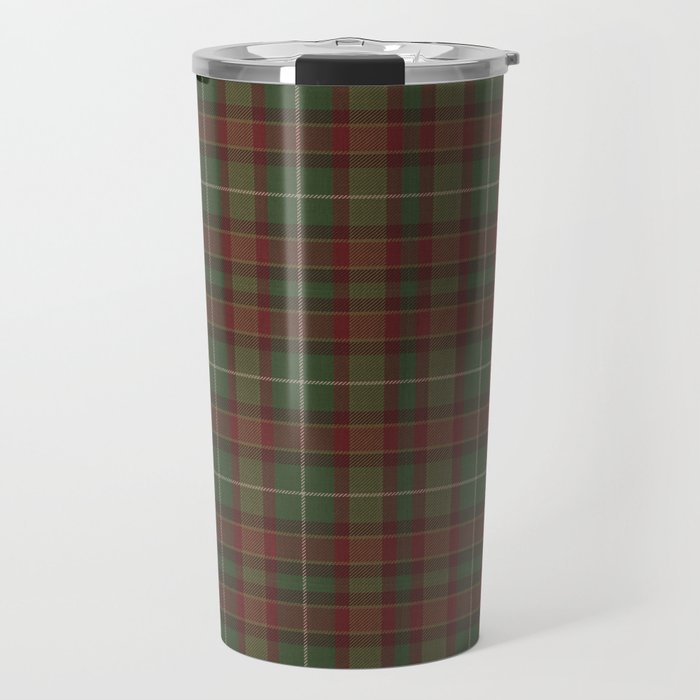Burgundy Green Classic Plaid Travel Mug Gallery Image 1
