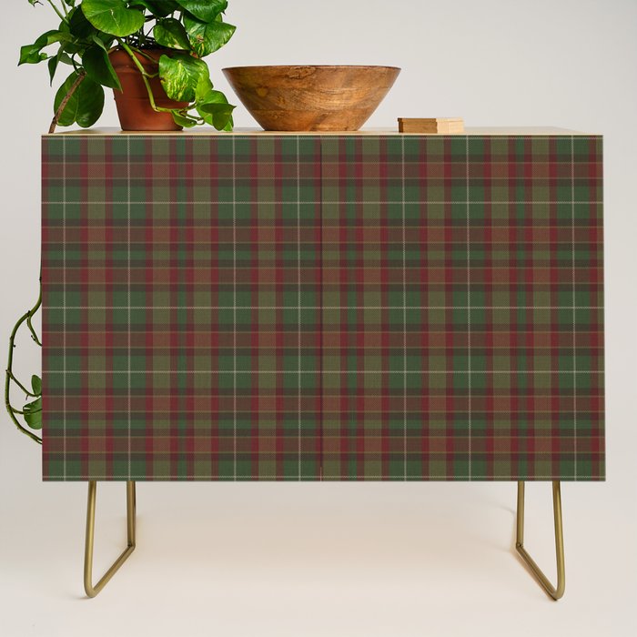 Burgundy Green Classic Plaid Credenza Gallery Image 1