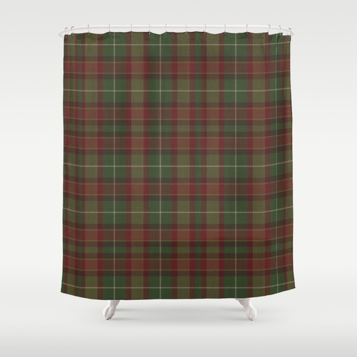 Burgundy Green Classic Plaid Shower Curtain Gallery Image 1
