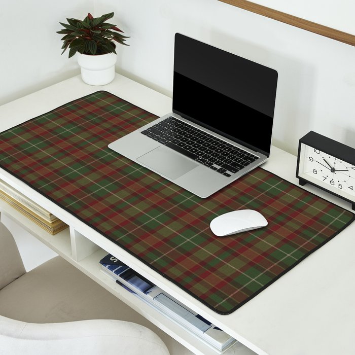 Burgundy Green Classic Plaid Desk Mat Gallery Image 2