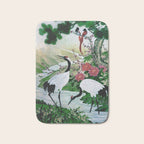 Red Crowned Cranes In Vintage Japanese Floral Landscape Bath Mat Gallery Image 1