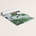 Red Crowned Cranes In Vintage Japanese Floral Landscape Yoga Mat Gallery Image 2