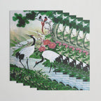 Red Crowned Cranes In Vintage Japanese Floral Landscape Wrapping Paper Gallery Image 3