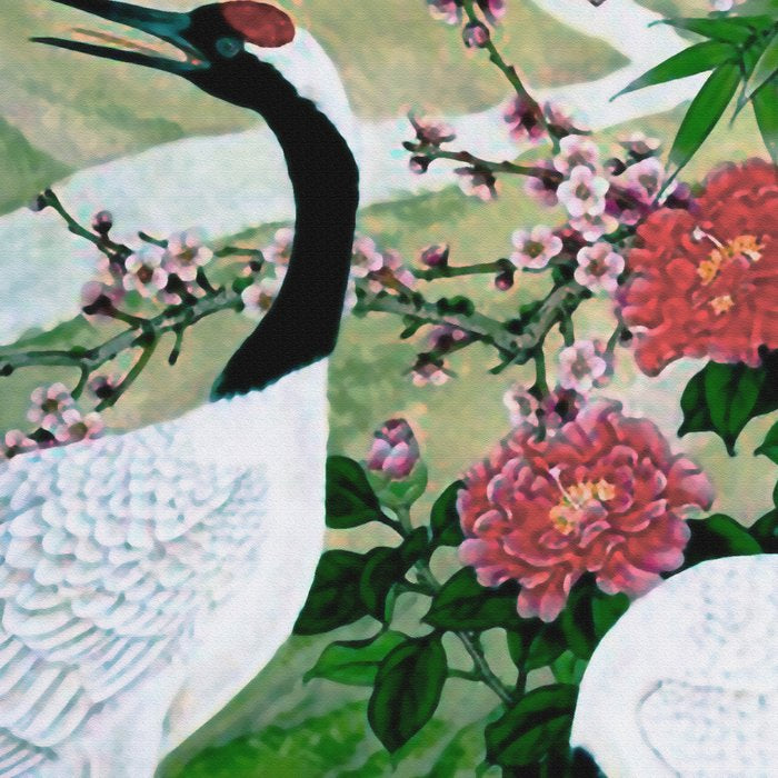 Red Crowned Cranes In Vintage Japanese Floral Landscape Coffee Mug Gallery Image 2