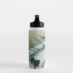 Red Crowned Cranes In Vintage Japanese Floral Landscape Water Bottle Gallery Image 3
