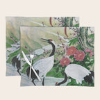 Red Crowned Cranes In Vintage Japanese Floral Landscape Placemat Gallery Image 1