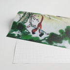 Red Crowned Cranes In Vintage Japanese Floral Landscape Wrapping Paper Gallery Image 2