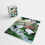 Red Crowned Cranes In Vintage Japanese Floral Landscape Jigsaw Puzzle Gallery Image 2