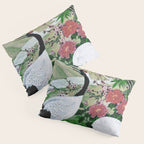 Red Crowned Cranes In Vintage Japanese Floral Landscape Pillow Sham Gallery Image 3