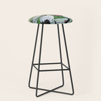 Red Crowned Cranes In Vintage Japanese Floral Landscape Stool Gallery Image 1