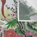 Red Crowned Cranes In Vintage Japanese Floral Landscape Wall Tapestry Gallery Image 3