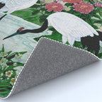 Red Crowned Cranes In Vintage Japanese Floral Landscape Rug Gallery Image 4