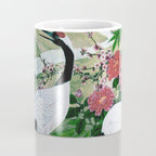 Red Crowned Cranes In Vintage Japanese Floral Landscape Coffee Mug Gallery Image 4