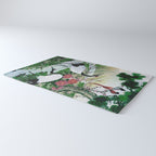Red Crowned Cranes In Vintage Japanese Floral Landscape Rug Gallery Image 3