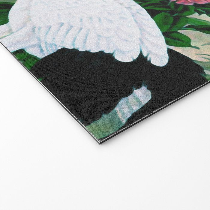 Red Crowned Cranes In Vintage Japanese Floral Landscape Welcome Mat Gallery Image 2
