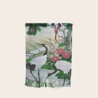 Red Crowned Cranes In Vintage Japanese Floral Landscape Wall Hanging Gallery Image 1