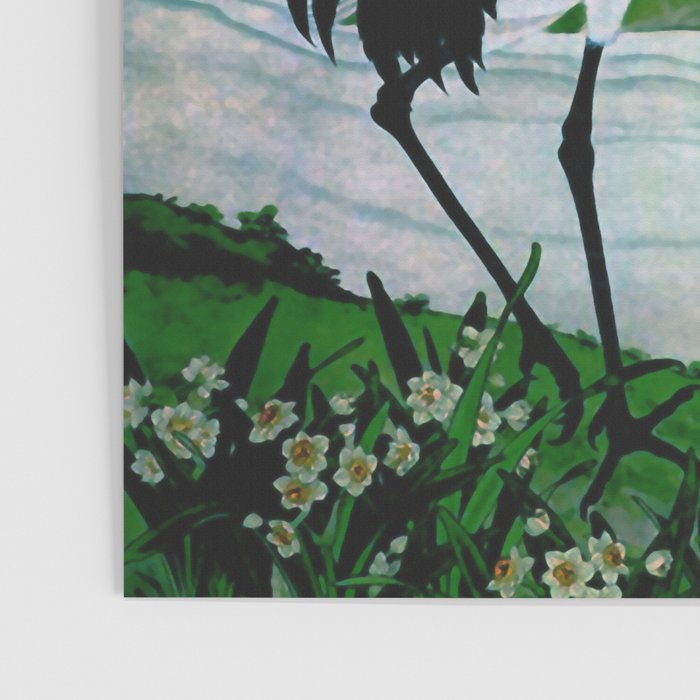 Red Crowned Cranes In Vintage Japanese Floral Landscape Poster Gallery Image 3