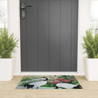 Red Crowned Cranes In Vintage Japanese Floral Landscape Welcome Mat Gallery Image 3