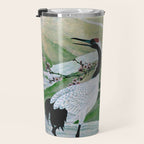 Red Crowned Cranes In Vintage Japanese Floral Landscape Travel Mug Gallery Image 3