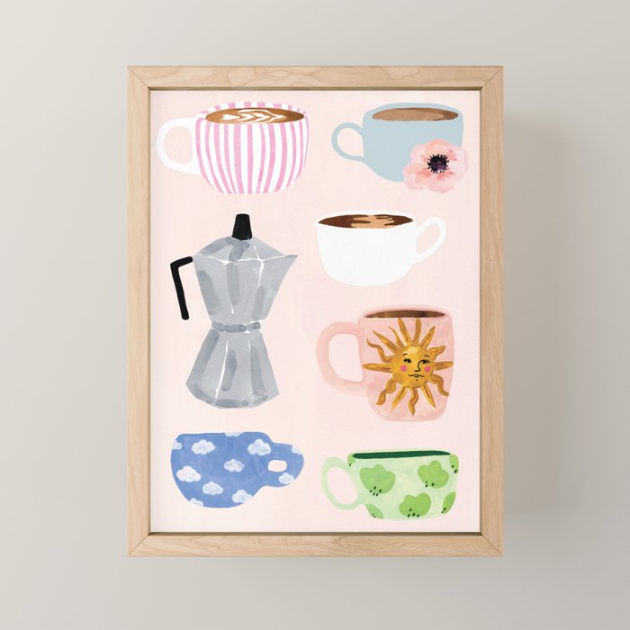 Cute Coffee Mugs Mini Art Print Gallery Image 1