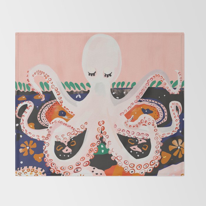 Meditating Octopus Throw Blanket Gallery Image 2