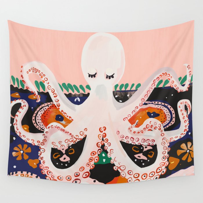Meditating Octopus Wall Tapestry Gallery Image 4
